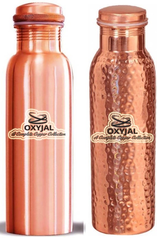Oxyjal Branded Pure Copper Bottle For Make Water Pure Mineral For Gym Travel 1000 ml Bottle(Pack of 4, Brown)