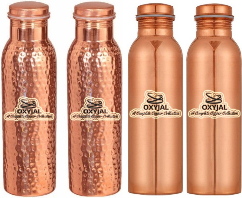 Oxyjal Copper Bottle For Make Water Pure Mineral For Gym Travel Office Home 1000 ml Bottle(Pack of 4, Brown)