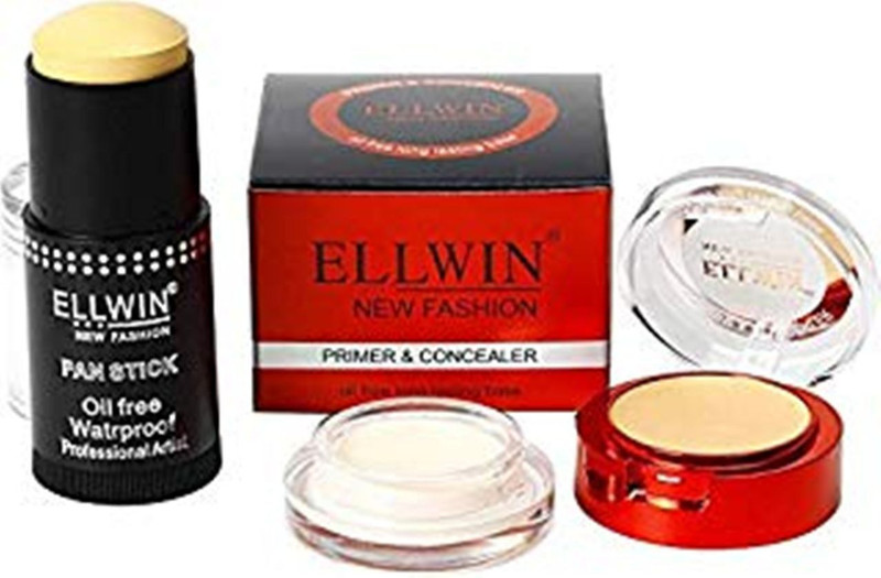 ellwin primer with concealer and pan stick pack pack 2 products (Set of 2) Concealer(red, 15 g)