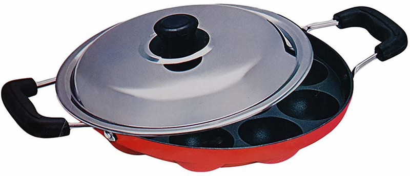 crew4 Non Stick Grill Design 12 Cavity Appam Patra/Appam Maker With Lid, Hammer Tone Coating Paniyarakkal with Lid Paniyarakkal with Lid(Aluminium, Non-stick)