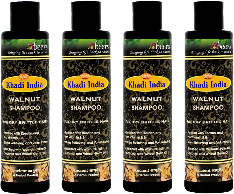 khadi abeers WALNUT SHAMPOO - PACK OF 4 (900ML)(900 ml)