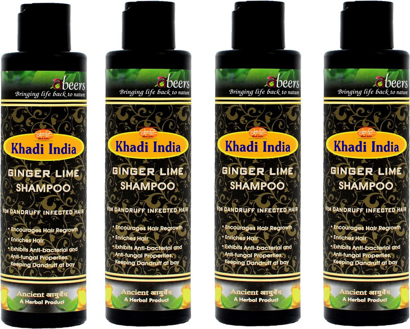 khadi abeers GINGER LIME SHAMPOO - PACK OF 4 (900ML)(900 ml)