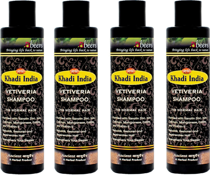 khadi abeers VETIVERIA SHAMPOO - PACK OF 4 (900ML)(900 ml)