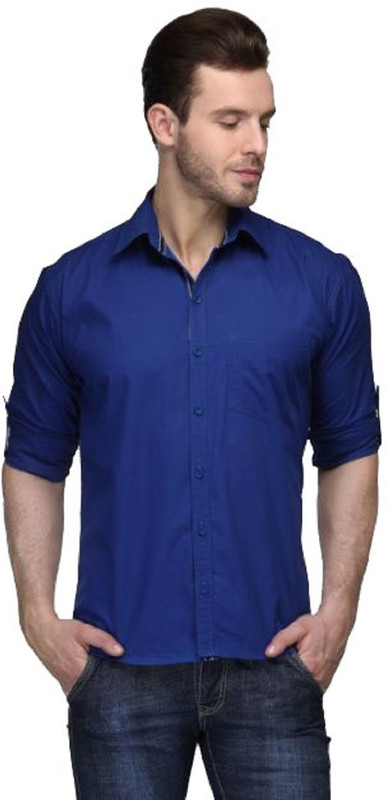 top club Men Solid Casual Blue Shirt