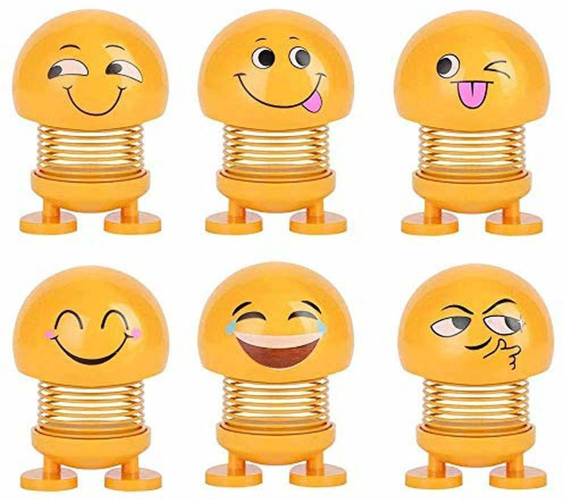 tedmei 6 PCS Emoticon Spring Doll Smiling Face Decorative Showpiece  -  5 cm(Plastic, Yellow)