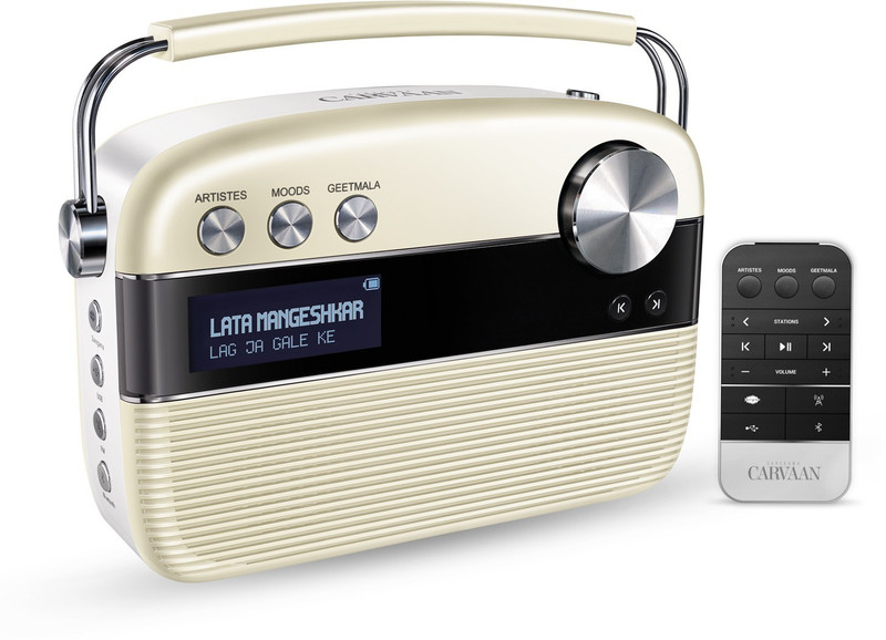 SAREGAMA Carvaan Hindi - Portable Music Player with 5000 Preloaded Songs, FM/BT/AUX 10 W Bluetooth Speaker(Porcelain White, Stereo Channel)