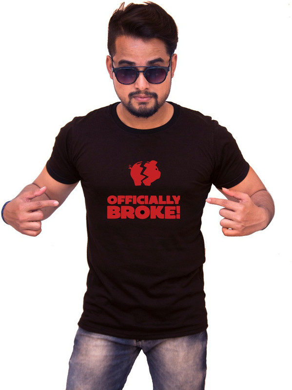 bong tees Typography Men Round Neck Black T-Shirt
