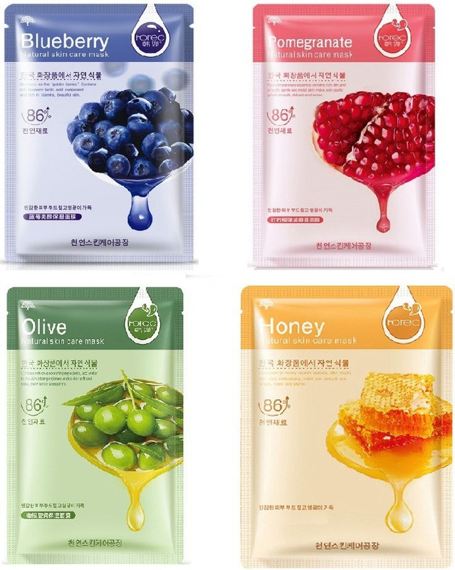 rorec Face sheet mask combo Blueberry honey olive pomegrenate(120 g)