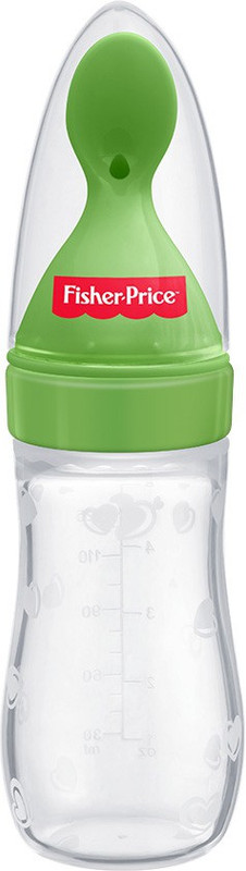 FISHER-PRICE Hassle, Spill Free Squeezy Cereal Spoon Feeder | Easy to use, Sterilize & Travel  - Silicone(Green)