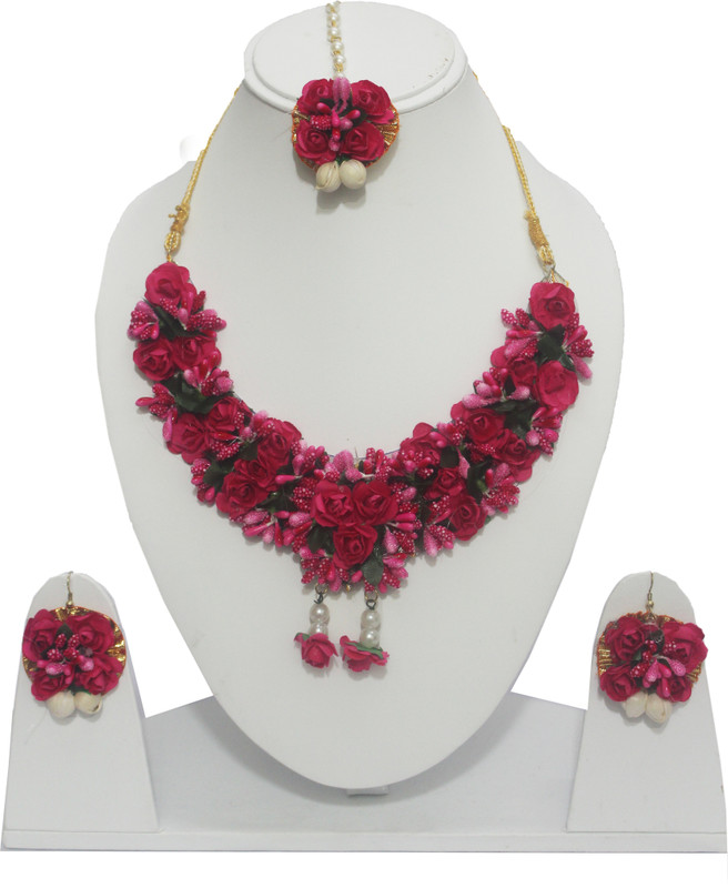creek Fabric, Plastic, Silk Dori, Paper, Acrylic Jewel Set(Red)