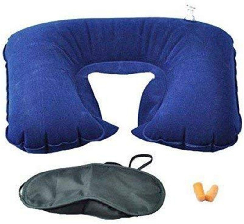 panaash design 3 In 1 Travel Kit Set - Neck Pillow, Eye Mask, Ear Bud Neck Pillow & Eye Shade(blue)