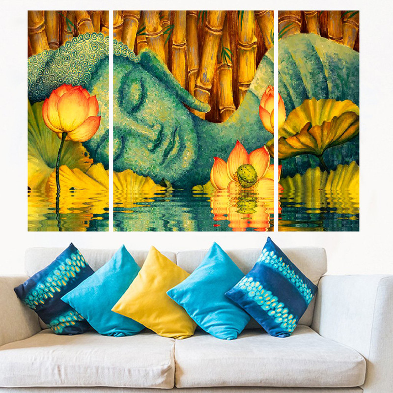pari arts Multiple frame,beautiful Buddha Face wall painting for living room,bedroom,hotels,drawing room wooden framed digital painting(36inchx24inch Digital Reprint 24 inch x 36 inch Painting