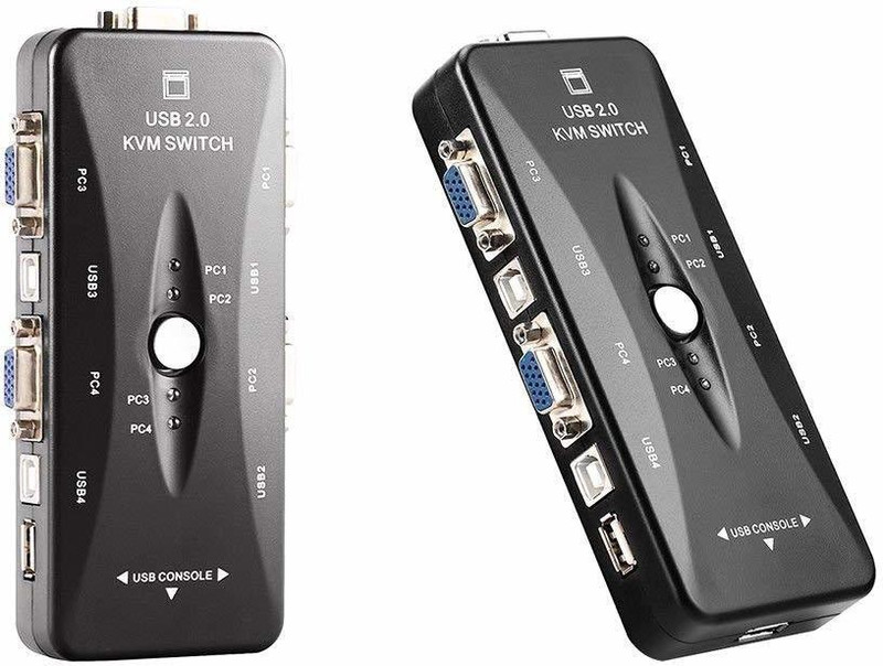 microware 4 Ports USB KVM Media Streaming Device(Black)