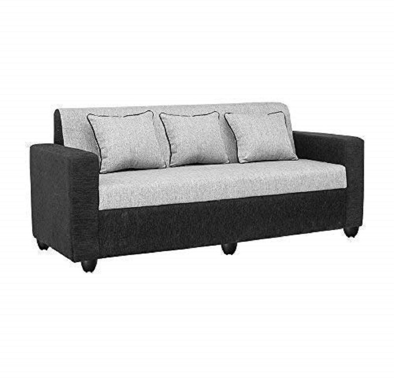 gnanitha Fabric 3 Seater  Sofa(Finish Color - black and silver)