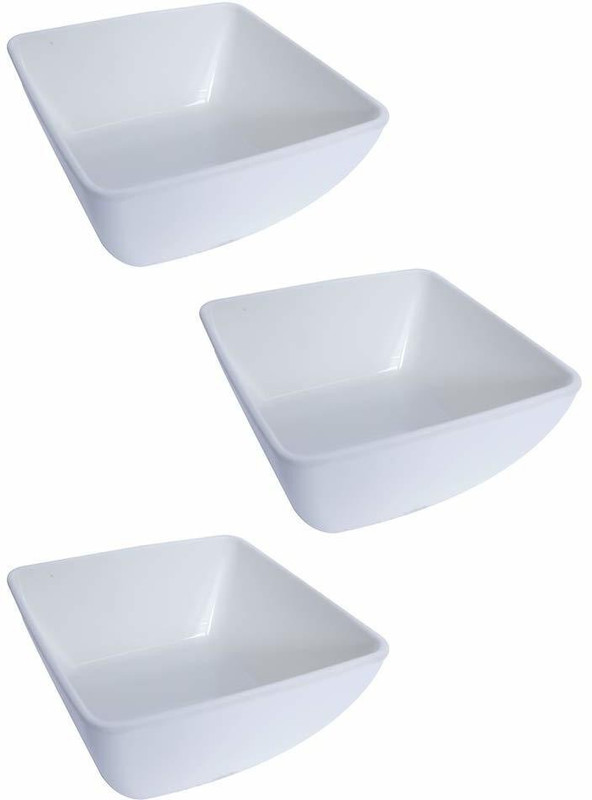 swift international Melamine Square Serving Bowl - 8" Melamine Bowl(White, Pack of 3)