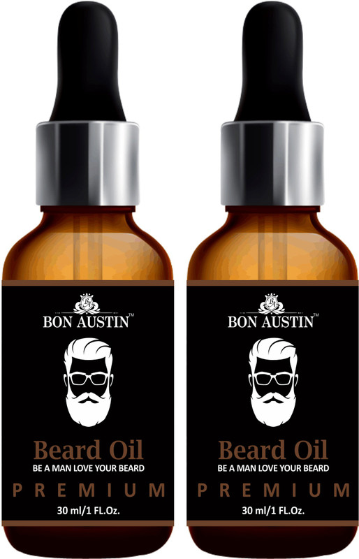 Bon Austin PREMIUM BEARD OIL- Enriched with Rose & Sandalwood oil For Fast Beard Growth Combo pack of 2 Bottles of 30 ml(60 ml) Hair Oil(60 ml)