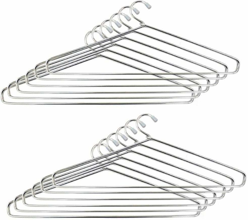 funtastik Steel Pack of 12 Cloth Hangers(Silver)
