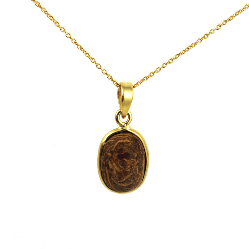 khnfashion Mariam Jasper Pendant With Chain Necklace 24k Gold Plated Necklace Gold-plated Plated Brass Necklace
