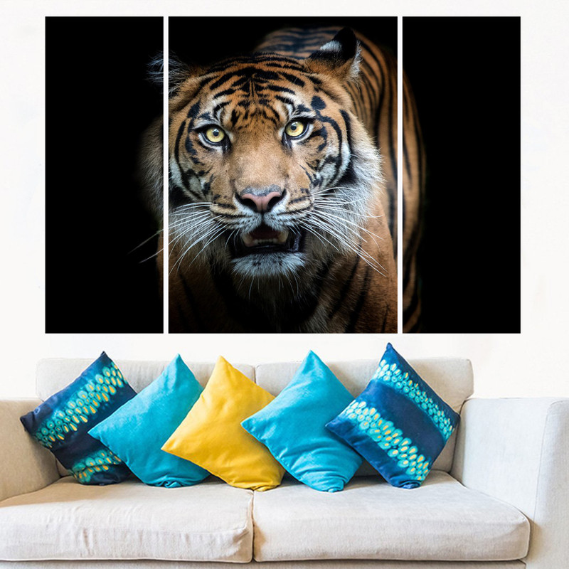 pari arts Multiple frame,beautiful TIGER wall painting for living room,bedroom,hotels,drawing room wooden framed digital painting(36inchx24inch Digital Reprint 24 inch x 36 inch Painting