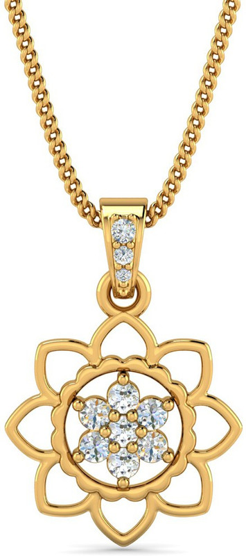 sree kumaran thangamaligai SIGNATURE CASTING PENDANT SET 22kt Cubic Zirconia Yellow Gold Pendant