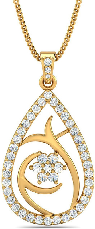 sree kumaran thangamaligai SIGNATURE CASTING PENDANT SET 22kt Cubic Zirconia Yellow Gold Pendant