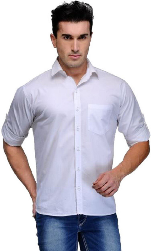 top club Men Solid Casual White Shirt