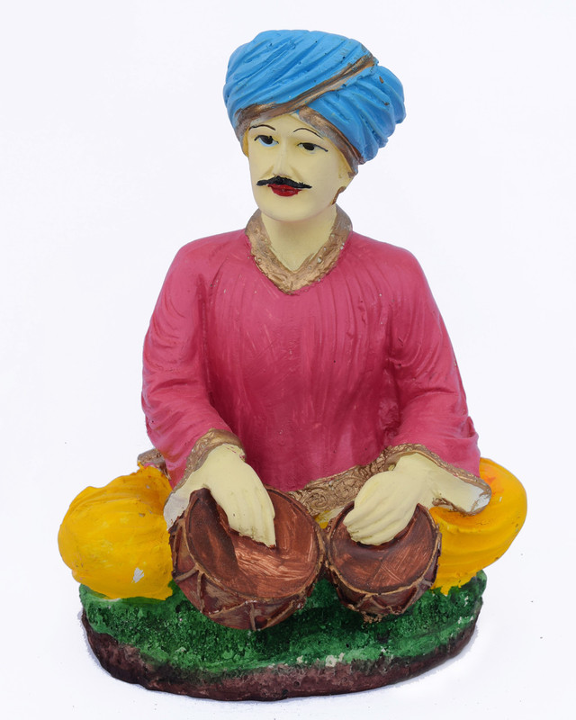 gw creations Rajasthani Traditional Beautiful Men Decorative Showpiece  -  19 cm(Polyresin, Yellow, Blue, Pink)