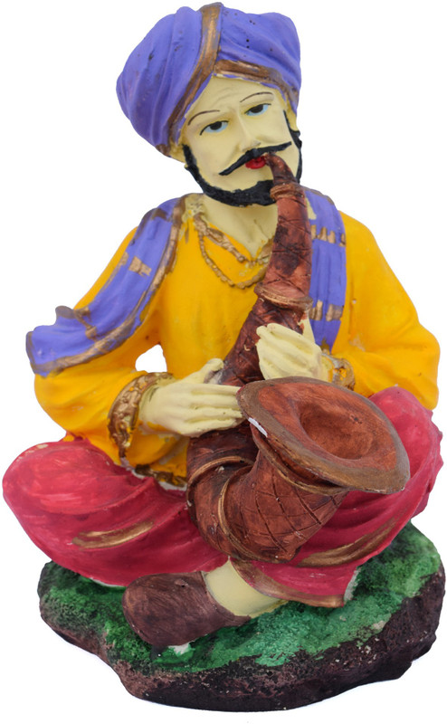 gw creations Rajasthani Traditional Beautiful Men Decorative Showpiece  -  19 cm(Polyresin, Pink, Green, Yellow)