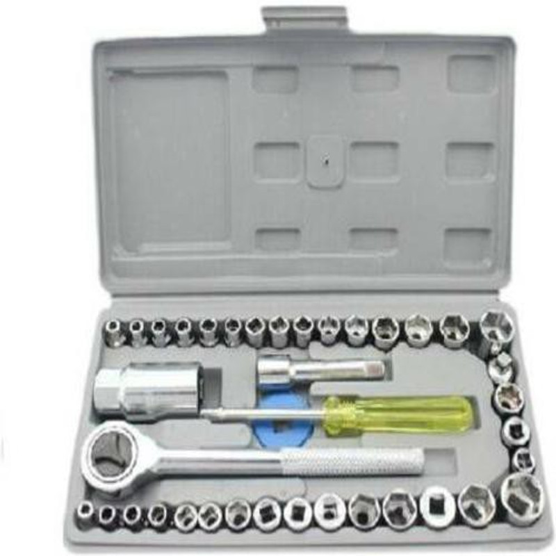 gkm gold GKM Gold-40 Pcs Multi Purpose Combination Socket Wrench Set with 1/4" Ratchet Handle Socket Set(Pack of 1)
