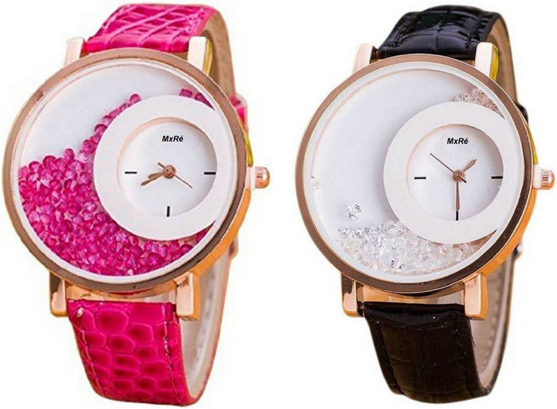 meswarn moving beads big dial black pink analogue trending MX53 Analog Watch  - For Girls