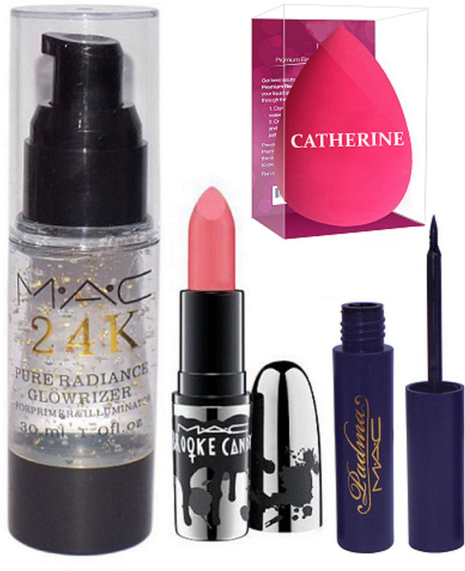 catherine sponge puff, Mac 24k pure radiance primer, padma eyeliner and Brooke(4 Items in the set)