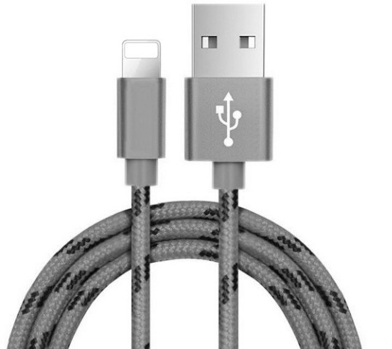 igadget USB002 2.1 A 2 m Lightning Cable(Compatible with For Apple iphone X 5 7 6 8 Plus 10 XS MAX XR, Silver, One Cable)
