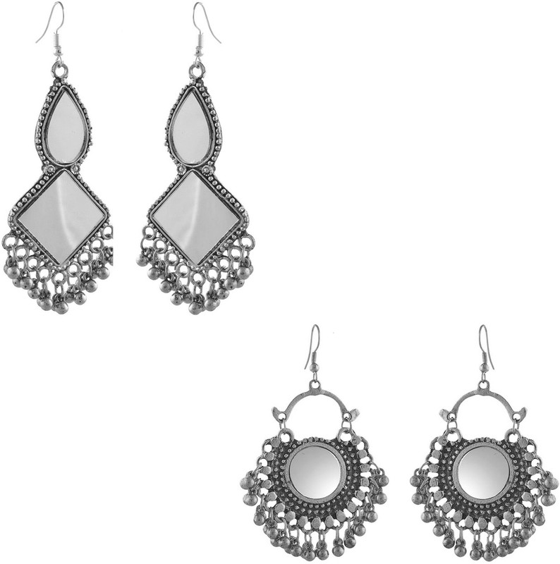 wujo Traditional Vintage Oxidised German Silver Alloy Chandbali Earring