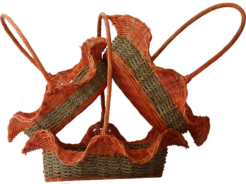 hudha wood castle bascket Bamboo Flower Basket(W: 22 cm x H: 33 cm x D: 52 cm)