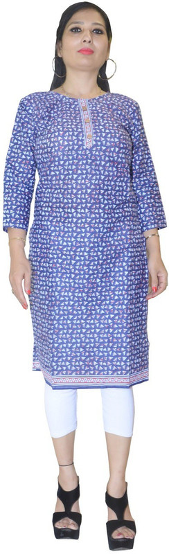 shrinarayan Wedding Floral Print Women Kurti(Blue)