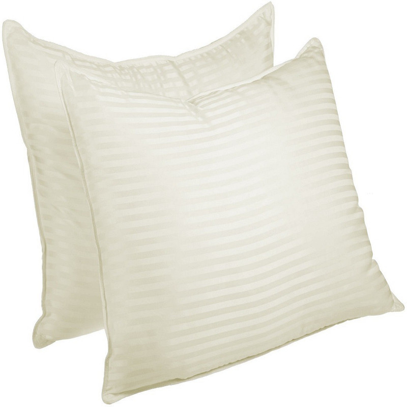 Eiderdown Decor Polyester Fibre Solid Throw Pillow Pack of 2(White Stripe)