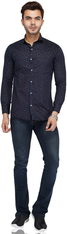 am2pm Men Printed Casual Black Shirt