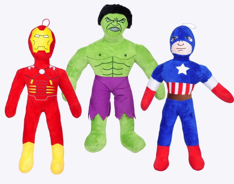 Aarushi Set of 3 Pcs, Iron Man, Captain America Hulk 38cm Soft Toy Plush Stuffed Toys  - 38 cm(Multicolor)