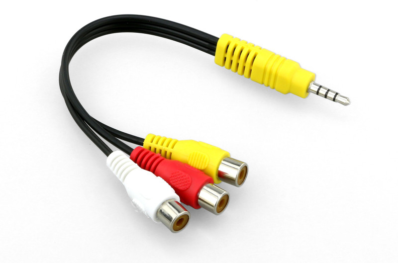 Pluto Accessories TV-out Cable Stereo Male Jack To 3 RCA Female Composite AV Cable Adapter(Multicolor, For TV)