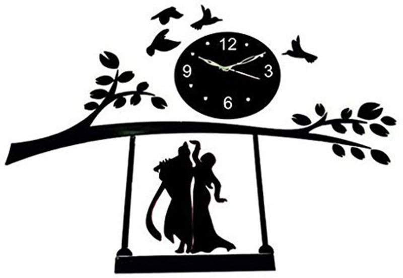 woov Analog 60 cm X 75 cm Wall Clock(Black, Without Glass)