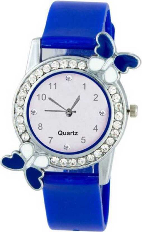 3 nuts Attractive Blue Color Butterfly Designer Pu Material Watch Analog Watch  - For Girls