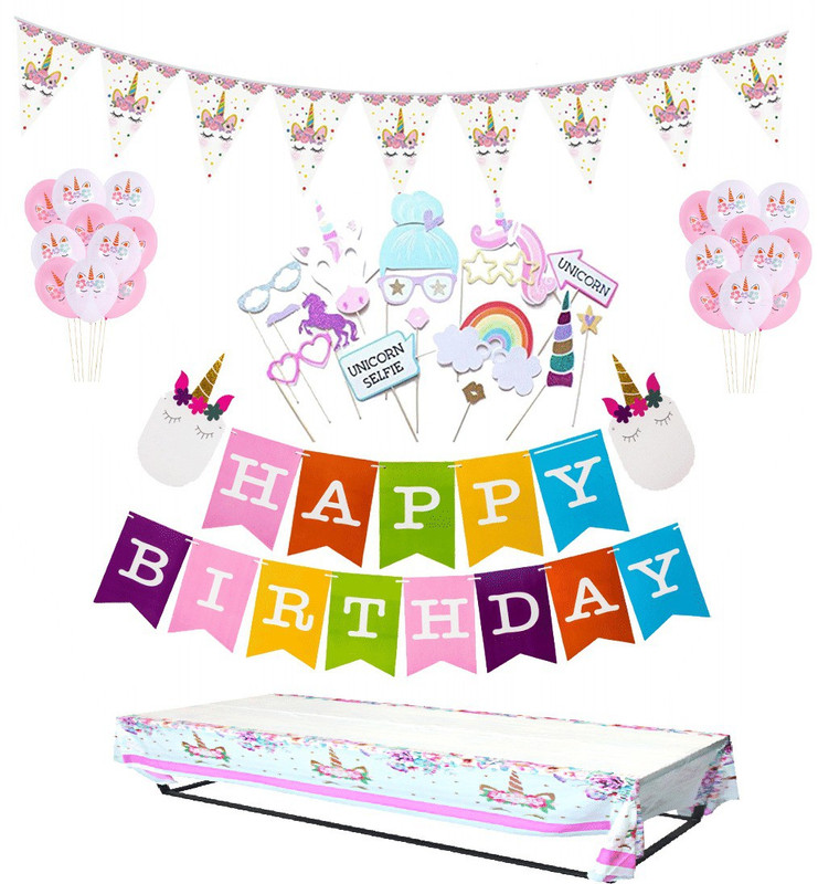 krishvi dreamz Unicorn Theme Little Pony Kids Birthday Party Decoration(Set of 6)