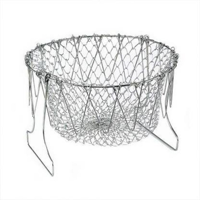 4tens Stainless Steel 12 in 1 Chef Basket Kitchen Net Tool Collapsible Strainer(Silver Pack of 1)
