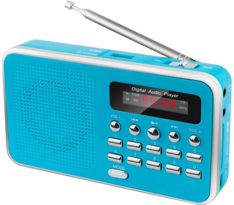 CRETO OD-SM302 Fm Radio Music Player Supports USB, SD Card with LED Display FM Radio(Blue)