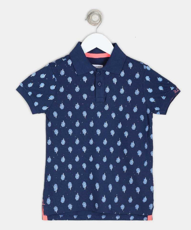 krisna Boy's & Girl's Printed Cotton Silk T Shirt(Dark Blue, Pack of 1)