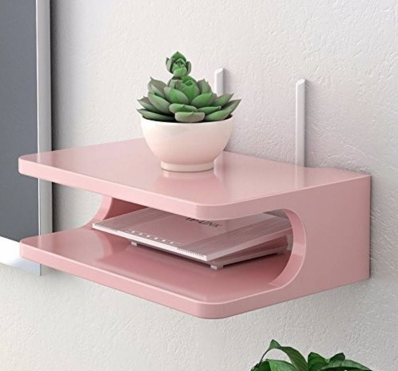 ayan mart COMPACT SETUP BOX HOLDER MDF (Medium Density Fiber) Wall Shelf(Number of Shelves - 2, Pink)