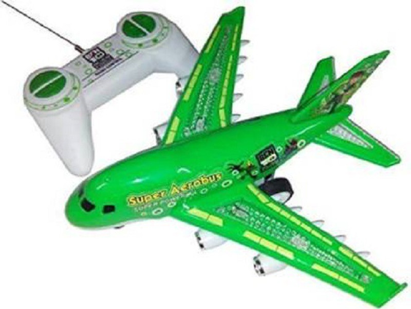 letzol new Ben 10 Plastic Aerobus Remote Plane Toys (Green)(multicollor)
