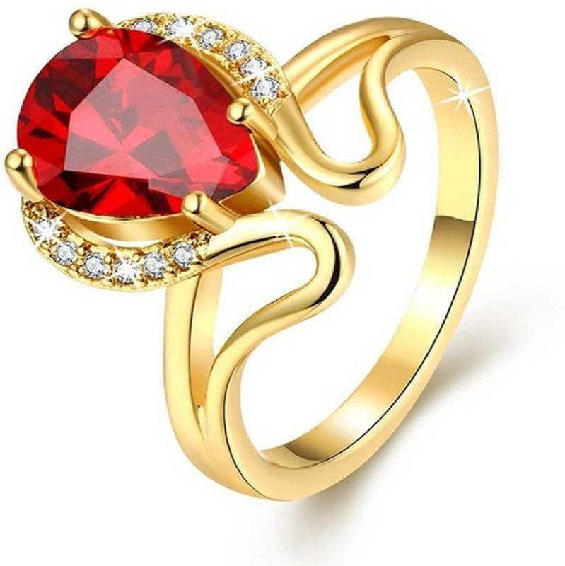 dev jewellers Lava Red Top Quality Swiss Zirconia Crystal Metal Cubic Zirconia Silver Plated Ring Alloy Cubic Zirconia Silver Plated Ring