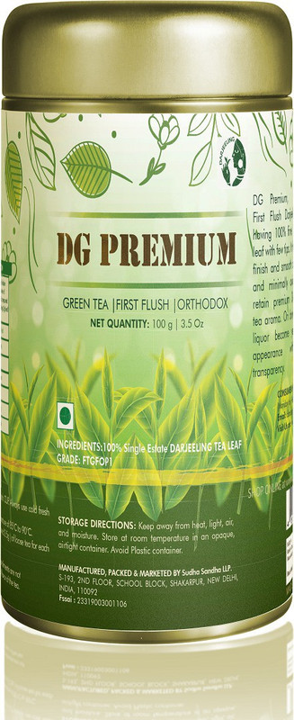 darjeelinggreen DG PREMIUM Unflavoured Green Tea Tin(100 g)