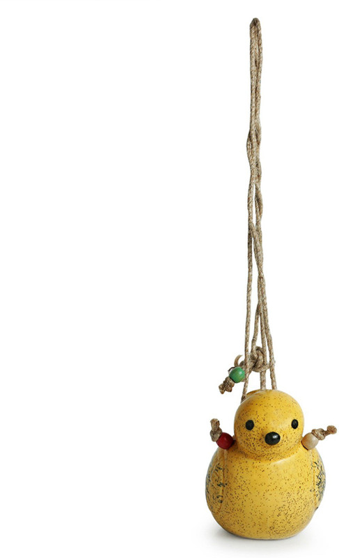 lyallpur stores Handmade Ceramic Yellow Hanging Bird Planter Decorative Wall & Balcony Hanging Planter For Diwali Decoration Ceramic Vase(15 inch, Yellow)